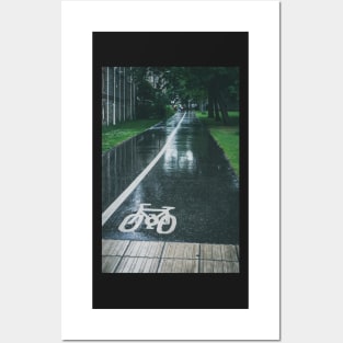 Rain on Cycle path Posters and Art